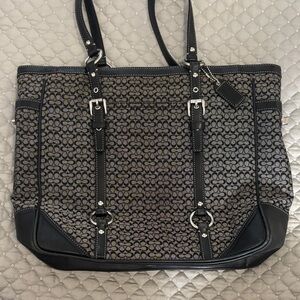 Black and gray coach tote